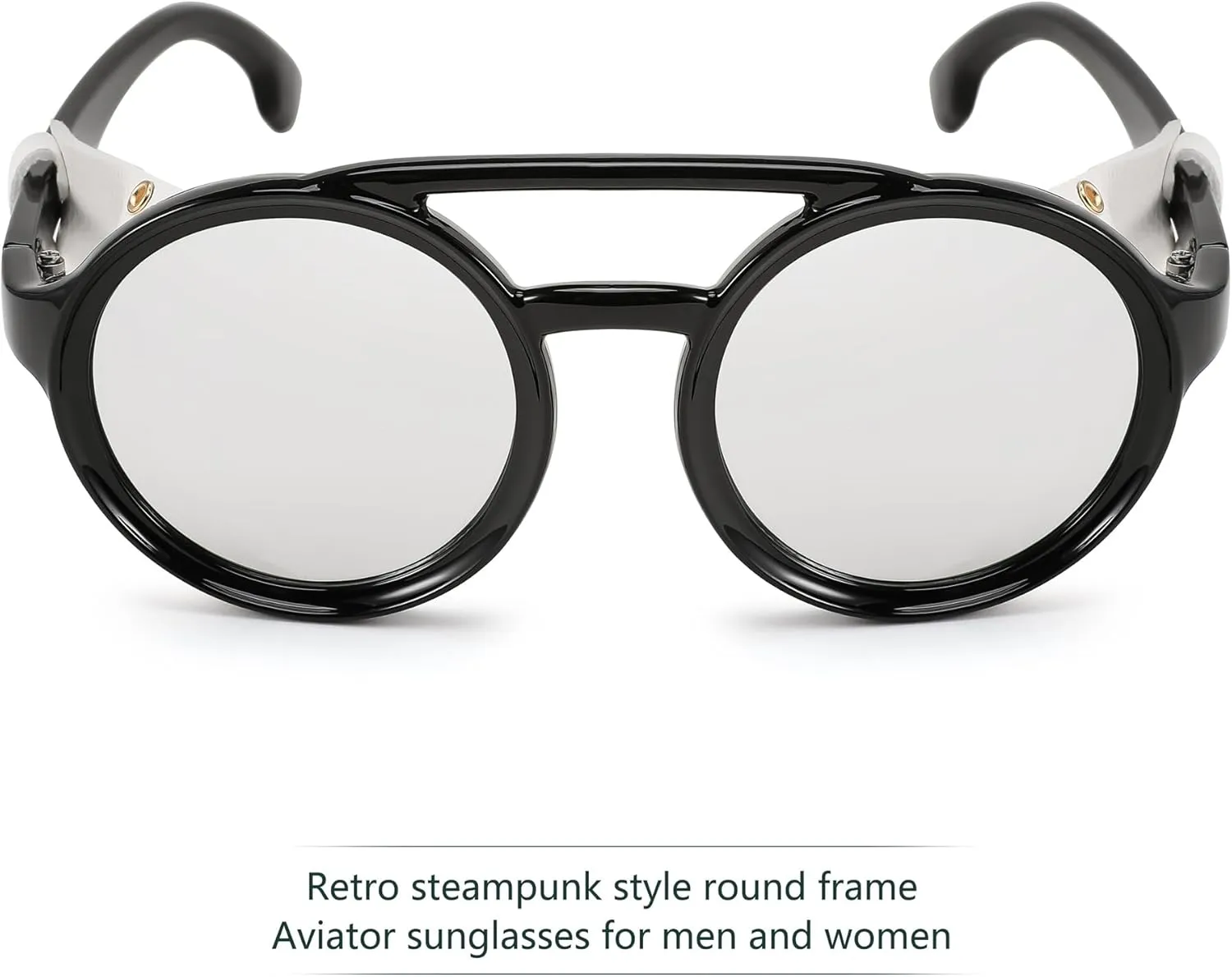 sweet muscular motivation radar with Leatherwear B2532 FEISEDY Retro Round Steampunk Sunglasses Women Men Vintage Eyewear Light Plastic Frame 