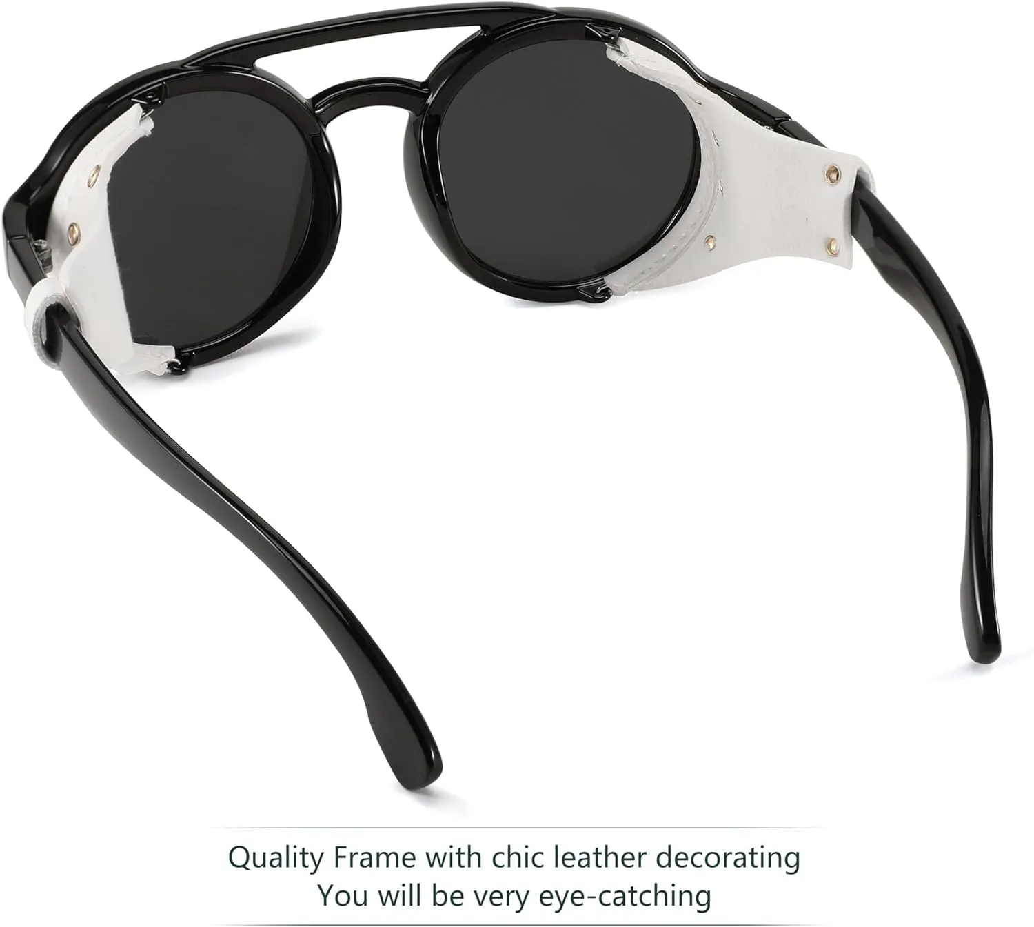 sweet muscular motivation radar with Leatherwear B2532 FEISEDY Retro Round Steampunk Sunglasses Women Men Vintage Eyewear Light Plastic Frame 