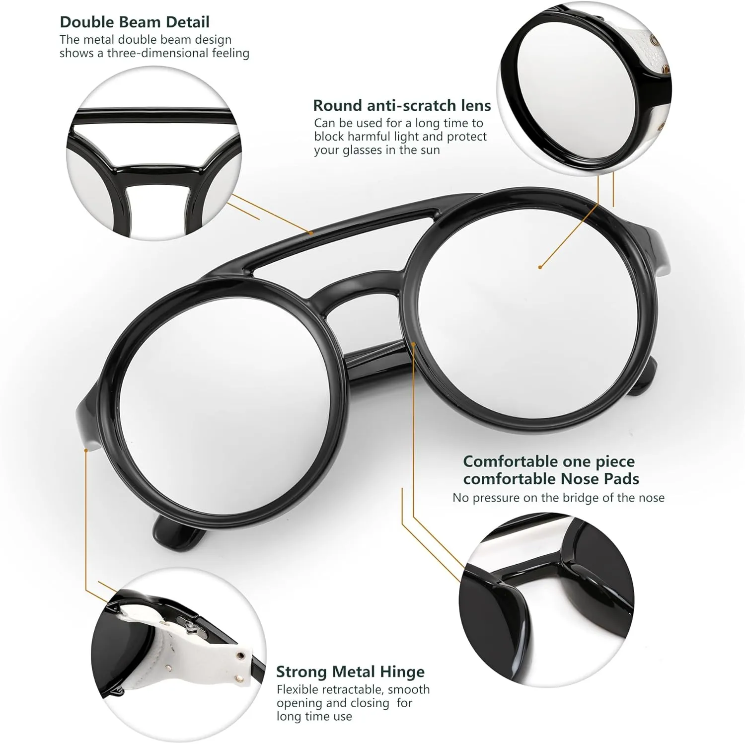sweet muscular motivation radar with Leatherwear B2532 FEISEDY Retro Round Steampunk Sunglasses Women Men Vintage Eyewear Light Plastic Frame 