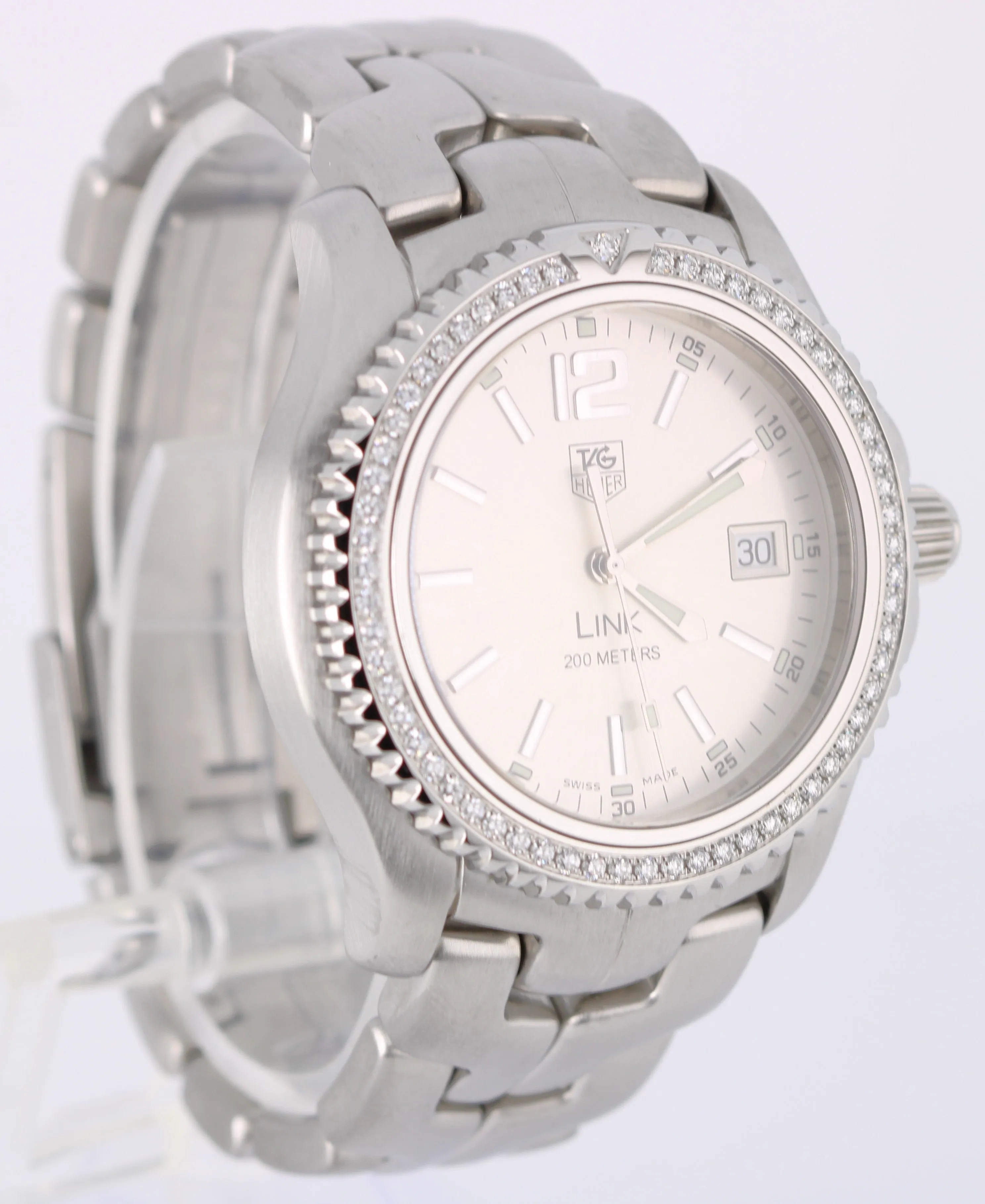 Tag Heuer LINK PAPERS Steel DIAMOND Silver 42mm WT111E Quartz Watch BOX
