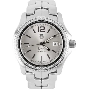 Tag Heuer LINK PAPERS Steel DIAMOND Silver 42mm WT111E Quartz Watch BOX