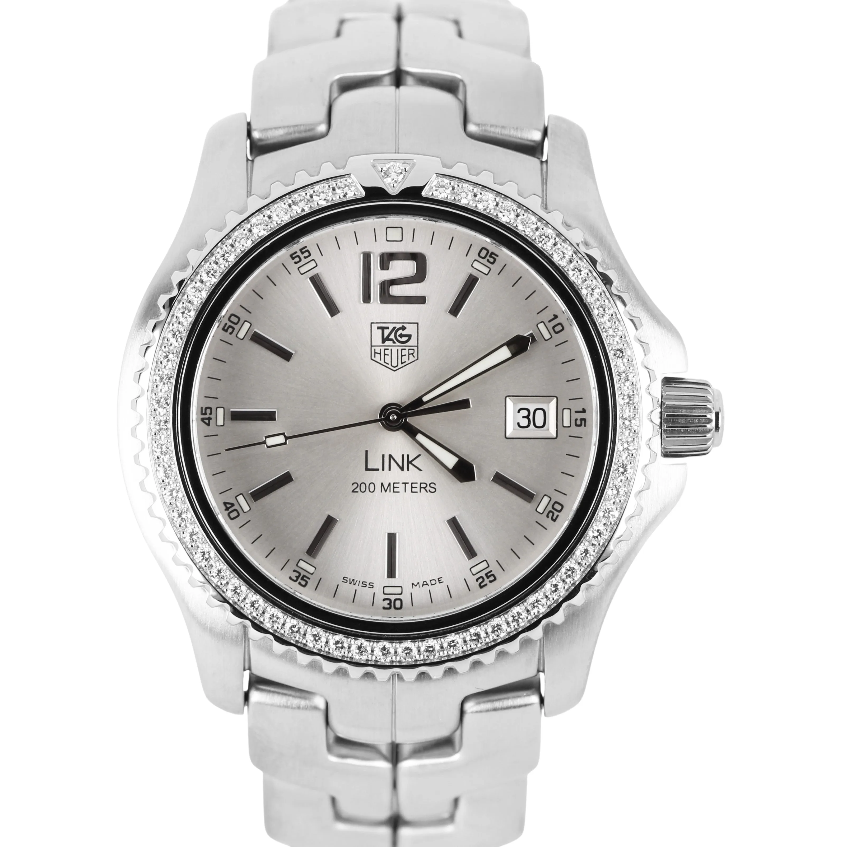 Tag Heuer LINK PAPERS Steel DIAMOND Silver 42mm WT111E Quartz Watch BOX