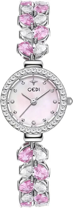 Tail Alloy Band Jewelry Clasp Small Thin Casual Bracelet CARLIEN Womens Luxury Diamond stiff Pearl Dial Quartz Dainty Silver Pink Watch Fish 