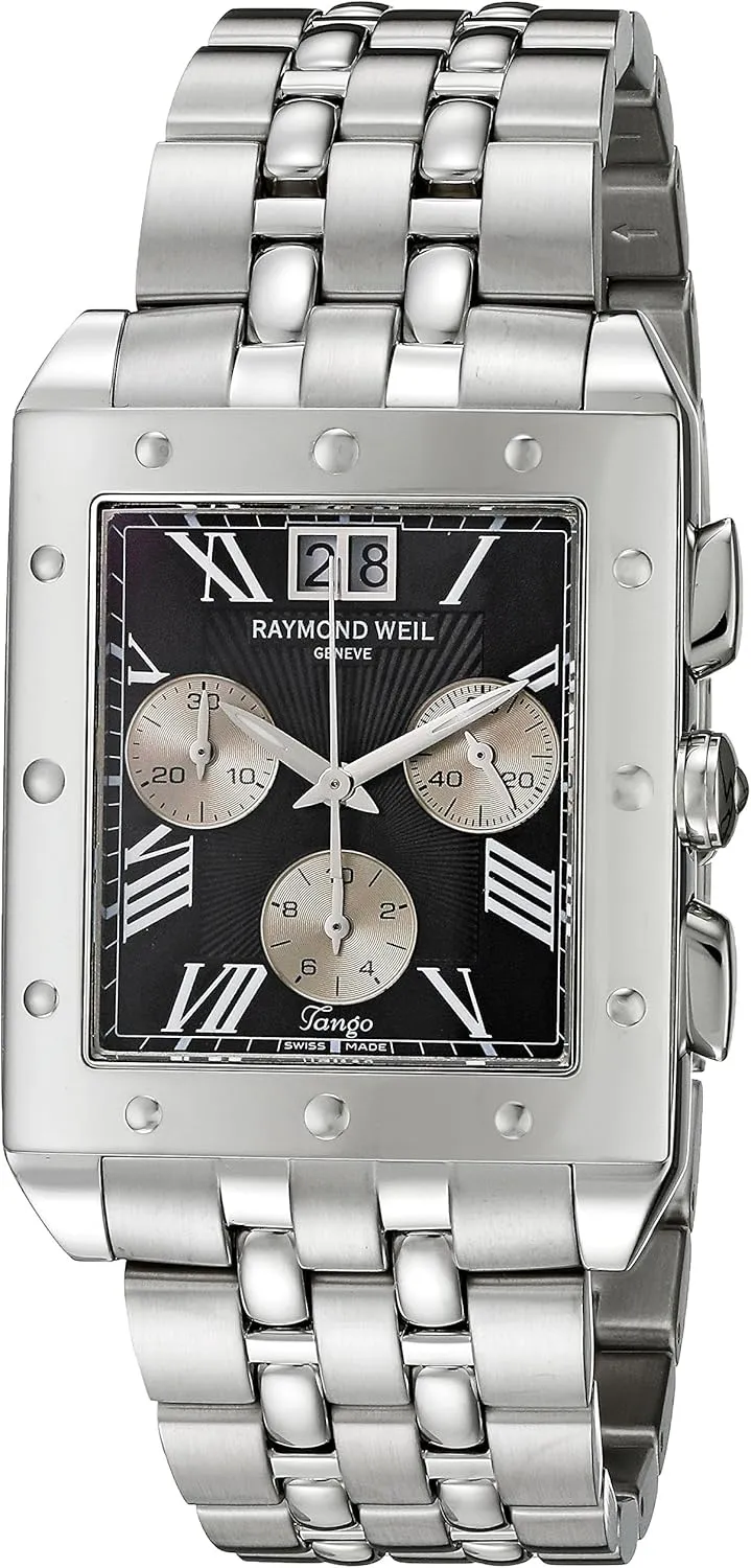 Tango Black Chronograph Dial Watch Raymond Weil sully ceremonial stiffen illustrative paleolithic carver Men's 4881-ST-00209 