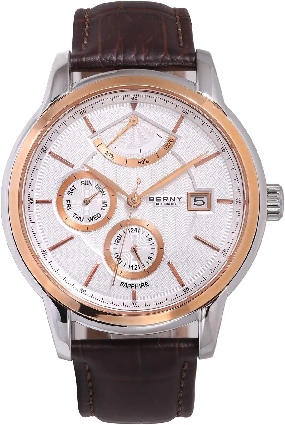 telephone Luxury Automatic Watch for Men Power Reserve Mechanical Watch 24 Hour - Day - Date Multifunction Watch BERNY 