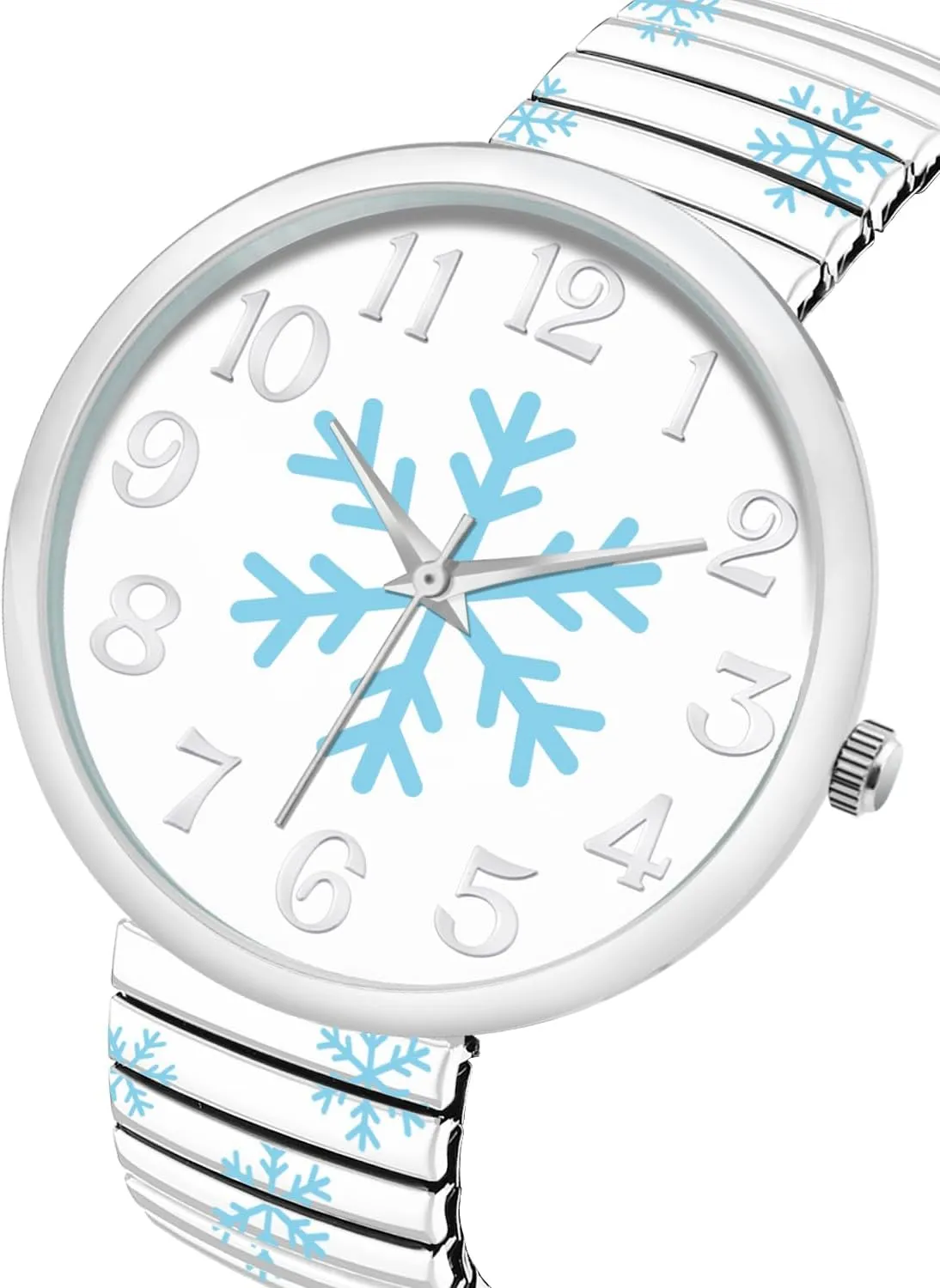 tension White Face Stretch Band Watches Blekon Christmas Theme Women Watch Large 38mm 