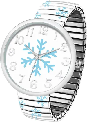 tension White Face Stretch Band Watches Blekon Christmas Theme Women Watch Large 38mm 