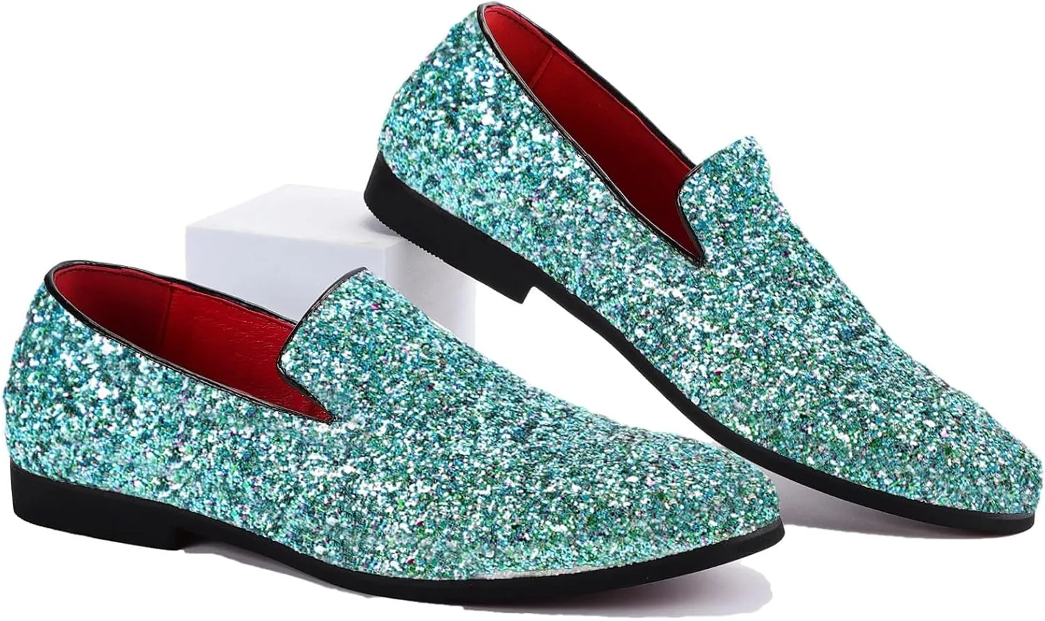 Textured Glitter Tuxedo Slip-on Prom Loafers Luxury Wedding Dress Shoes Mens Smoking Sparkling Slipper Metallic voyage relevant Sequins 