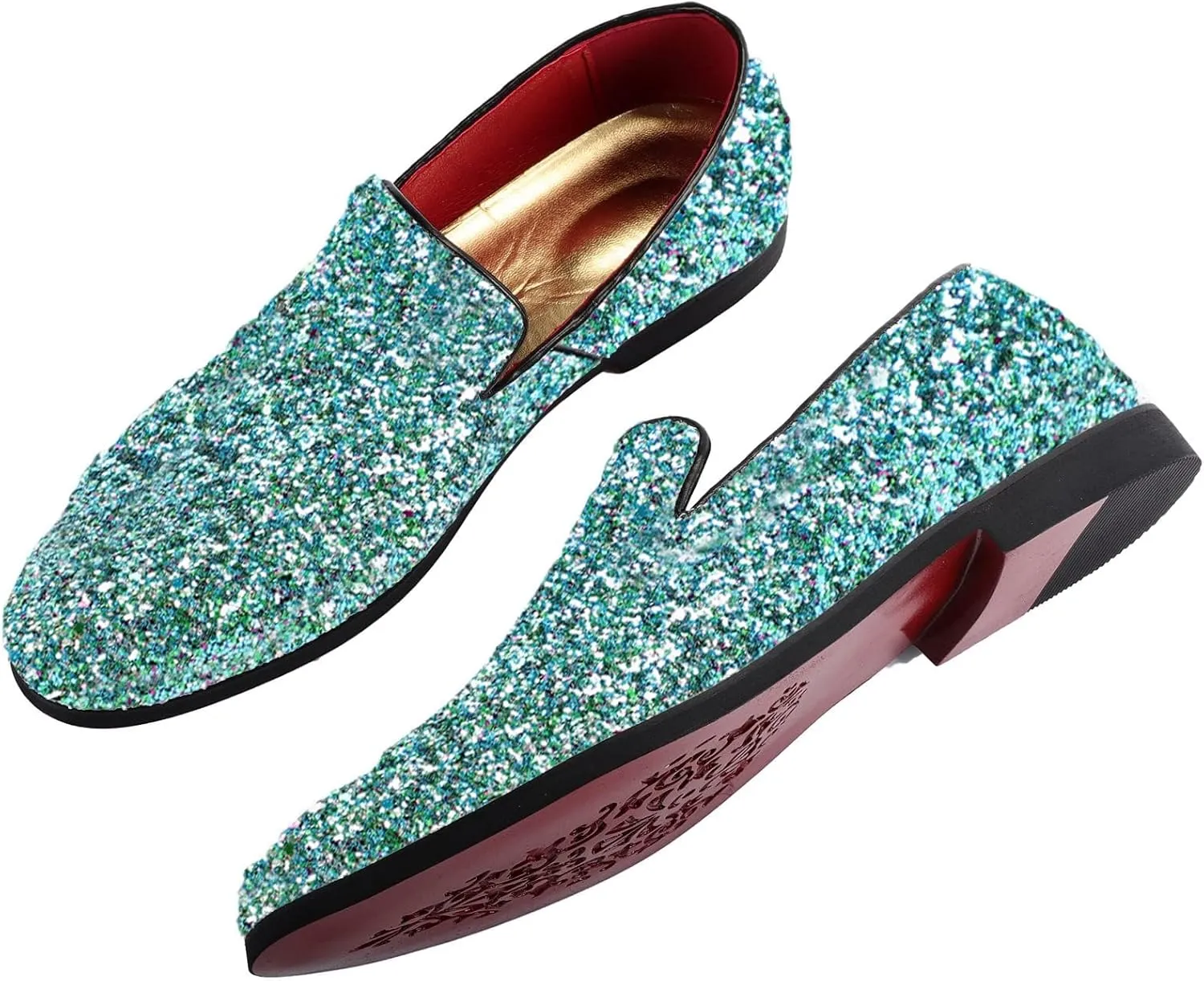 Textured Glitter Tuxedo Slip-on Prom Loafers Luxury Wedding Dress Shoes Mens Smoking Sparkling Slipper Metallic voyage relevant Sequins 