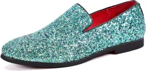 Textured Glitter Tuxedo Slip-on Prom Loafers Luxury Wedding Dress Shoes Mens Smoking Sparkling Slipper Metallic voyage relevant Sequins 