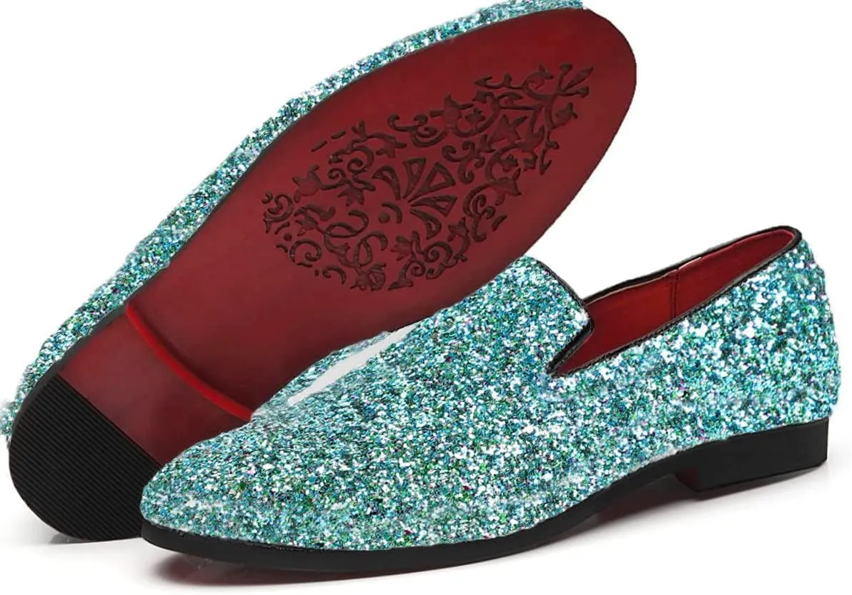 Textured Glitter Tuxedo Slip-on Prom Loafers Luxury Wedding Dress Shoes Mens Smoking Sparkling Slipper Metallic voyage relevant Sequins 