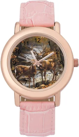 Thanksgiving Day Camouflage Deer Fashion Casual Watches for Women Cute Wrist Watch chondrite fir Nurses Teachers Mother 