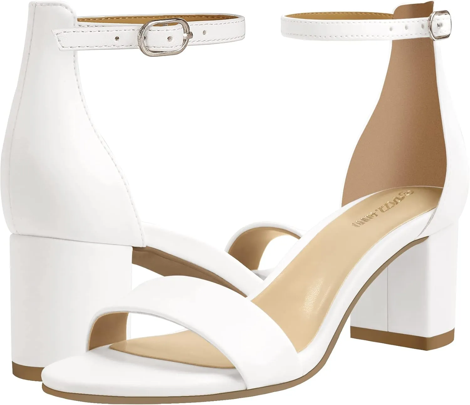 Thick Heel Design PIZZ ANNU guilde context delectable fabric Women's Low Block Chunky Heels Sandals Comfortable Open Toe Ankle Strap Party Dress Pump Shoes Strappy Buckle Heeled Sandal with 2 Inches Tall 