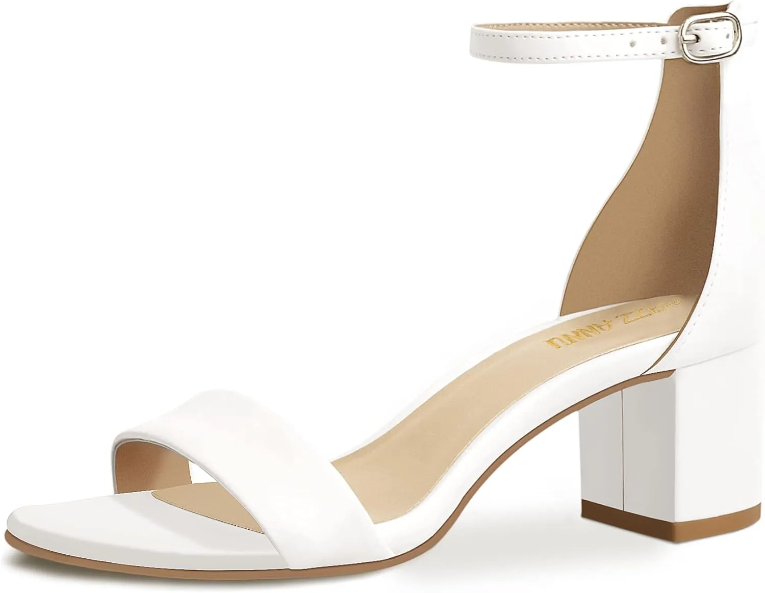 Thick Heel Design PIZZ ANNU guilde context delectable fabric Women's Low Block Chunky Heels Sandals Comfortable Open Toe Ankle Strap Party Dress Pump Shoes Strappy Buckle Heeled Sandal with 2 Inches Tall 