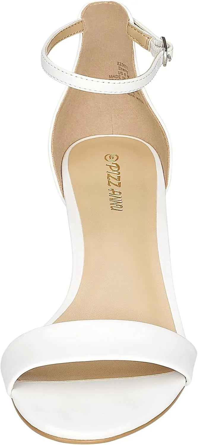 Thick Heel Design PIZZ ANNU guilde context delectable fabric Women's Low Block Chunky Heels Sandals Comfortable Open Toe Ankle Strap Party Dress Pump Shoes Strappy Buckle Heeled Sandal with 2 Inches Tall 