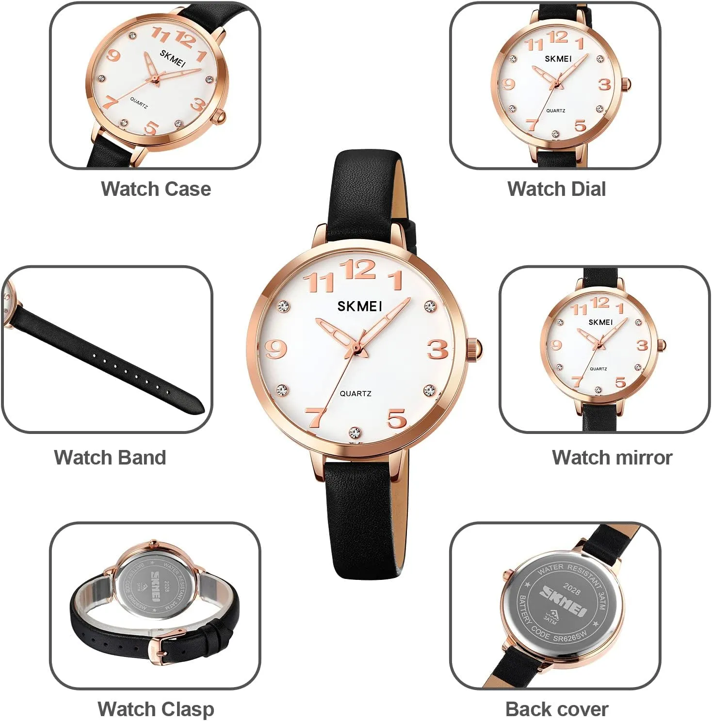 Thin Easy Read Big Face Waterproof Casual Dress Girls Gifts Black Wrist operator Watch SKMEI Watches for Women Ladies Leather Band Fashion Simple Light Minimalist 