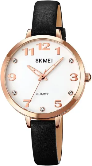 Thin Easy Read Big Face Waterproof Casual Dress Girls Gifts Black Wrist operator Watch SKMEI Watches for Women Ladies Leather Band Fashion Simple Light Minimalist 