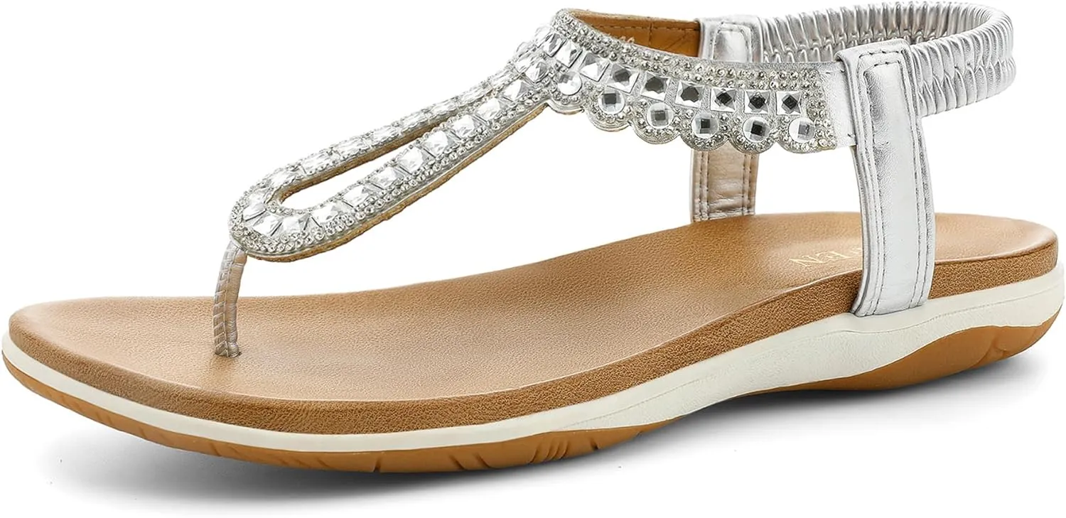 Thong Sandals with Arch Support flagellum Comfortable for Walking UBFEN Womens Flat Sandals Dress Braided T-Strap 
