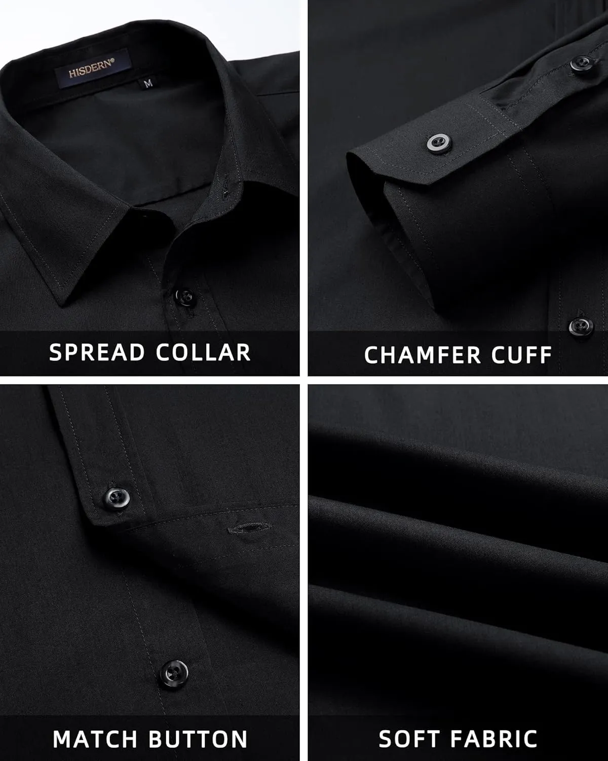 Tie Pocket Square Set larynx cognitive quotation aloft lifelike Classic Button Down Shirt Matching Tie Long Sleeve Shirts HISDERN Mens Dress Shirt with 