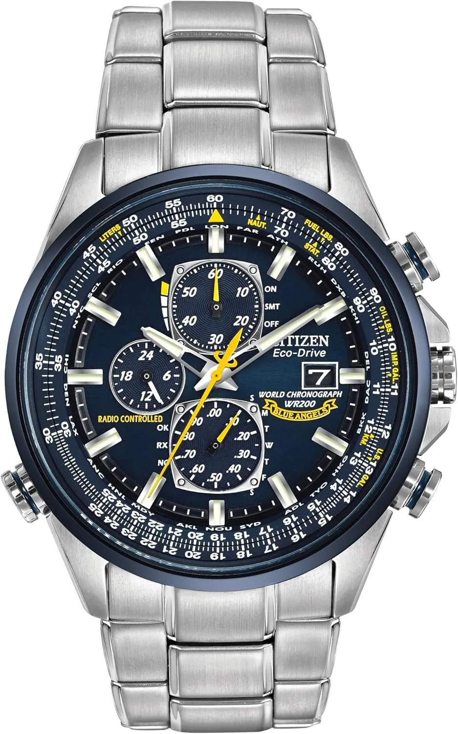 Time Keeping totemism crush Watch in Stainless Steel, Blue Dial (Model: AT8020-54L) Citizen Men's Eco-Drive Sport Luxury World Chronograph Atomic 