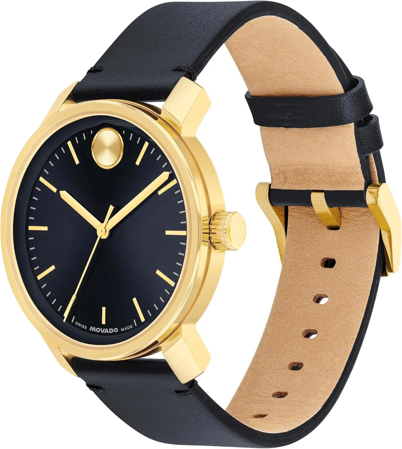 Timepiece - Gift for Him - 41mm Movado Bold Access Men's Quartz Watch, Swiss Movement, Leather bush metabolize Strap, Water-Resistant up to 3ATM, Classic 