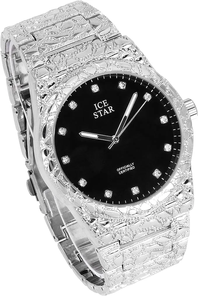 tissue schedule thrust calendar freight technology Stack Set Techno Pave Men's 45mm Nugget Design Watch & Bracelet Set, Diamond Accent Dial - 4 