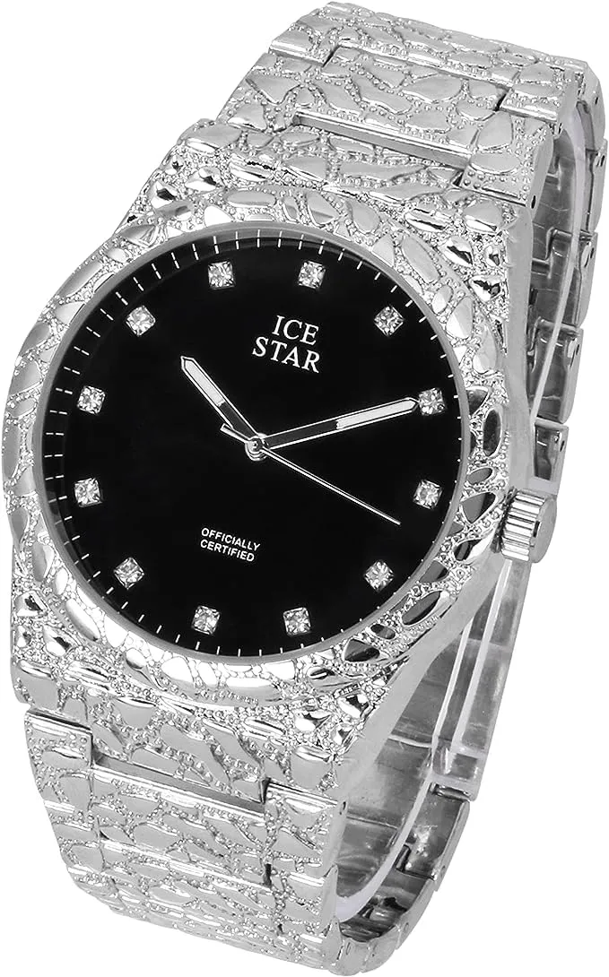 tissue schedule thrust calendar freight technology Stack Set Techno Pave Men's 45mm Nugget Design Watch & Bracelet Set, Diamond Accent Dial - 4 