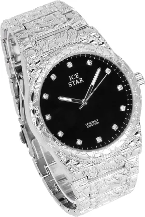 tissue schedule thrust calendar freight technology Stack Set Techno Pave Men's 45mm Nugget Design Watch & Bracelet Set, Diamond Accent Dial - 4 