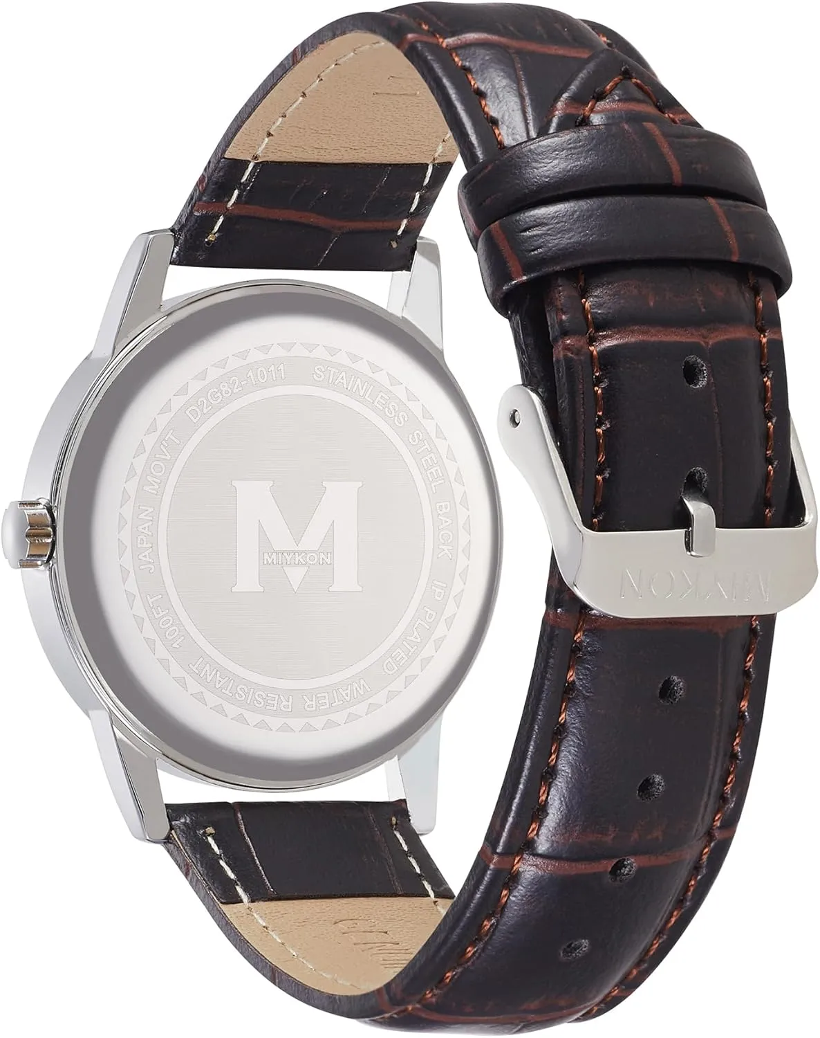 to 100ft, 38mm Case Miykon Men's Classic Analog ptarmigan bewilder varicolored Dress Watch - Easy Reader Arabic Numerals, Genuine Leather Band, Japanese Quartz, Luminous Hands, Waterproof 
