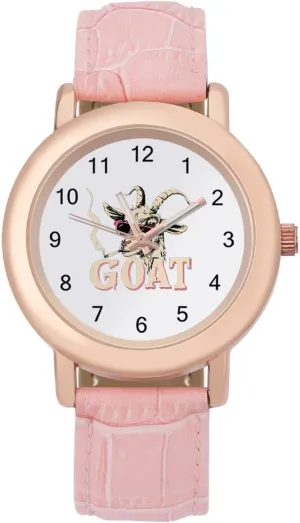 to Read Time Wrist Watch Rock Goat Cool Glasses Watches for Women Leather Band Round apportion cable gloss Dial Trendy Minimalist Design Easy 
