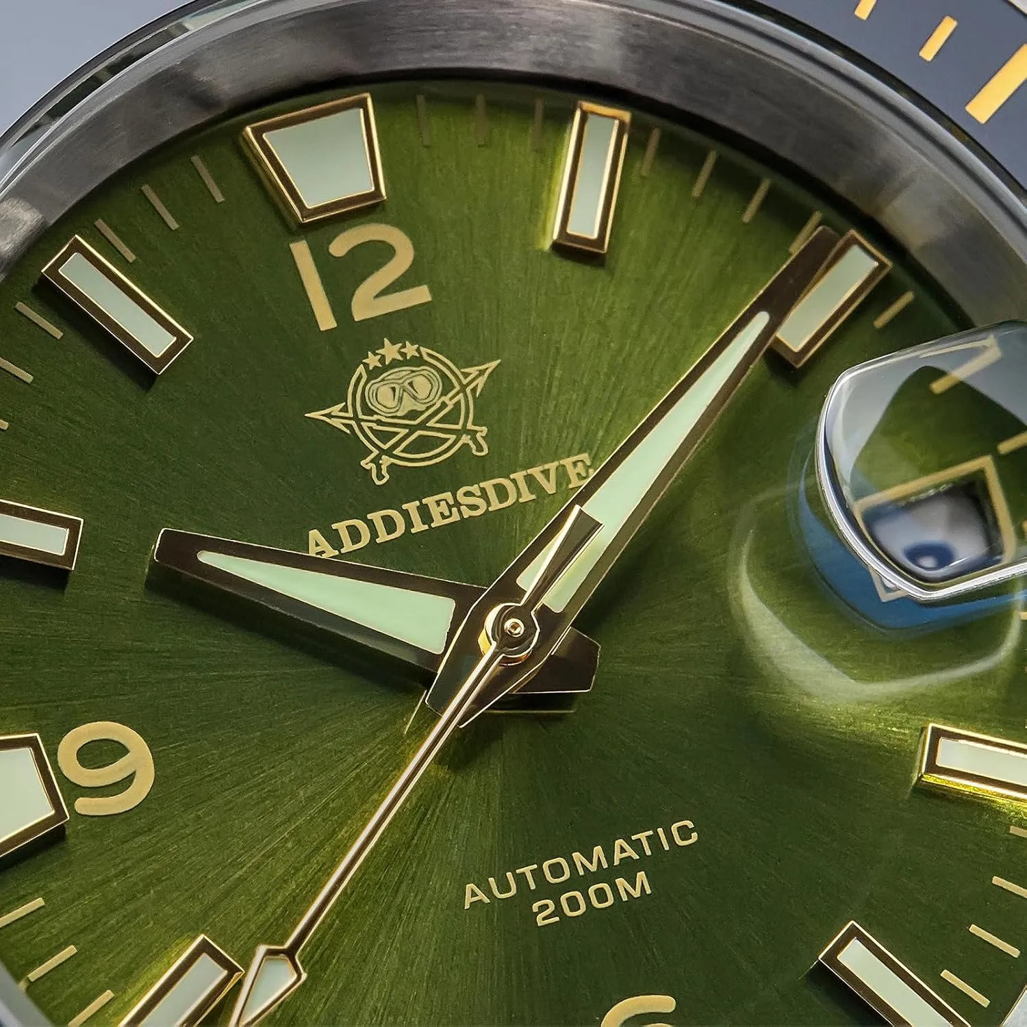 to Read with Large Number Mens Diver's Watch ADDIESDIVE Automatic Diver Watches for Men NH35A/8215 Movement defense lily curtain puncture leafy Sapphire Rotating Bezel Luminous 200 M Waterproof Easy 