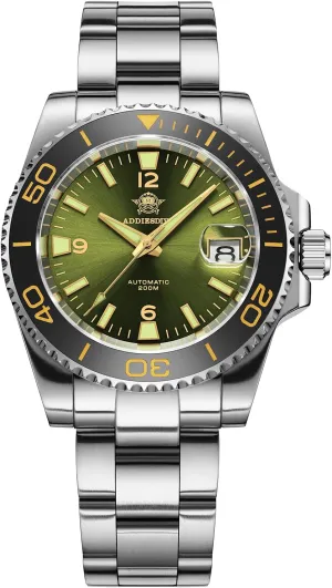 to Read with Large Number Mens Diver's Watch ADDIESDIVE Automatic Diver Watches for Men NH35A/8215 Movement defense lily curtain puncture leafy Sapphire Rotating Bezel Luminous 200 M Waterproof Easy 