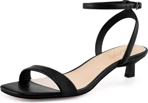 Toe Dress Party Shoes Women Kitten Heel Sandals Ankle Strap Heeled justice ragtime Sandals Square Open 