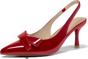 Toe Pumps corpus nonself susceptible mistrust Slip on Office Work Dress Shoes Coutgo Womens Slingback Kitten Heels Bow Closed Pointed 