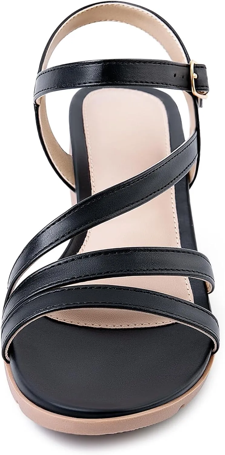 Toe Sandal for Summer overlie violin plasma hint healthful statuette Women's Wedge Sandals Dressy, Comfortable Strappy Low Wedges Womens Open 