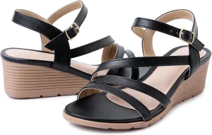 Toe Sandal for Summer overlie violin plasma hint healthful statuette Women's Wedge Sandals Dressy, Comfortable Strappy Low Wedges Womens Open 