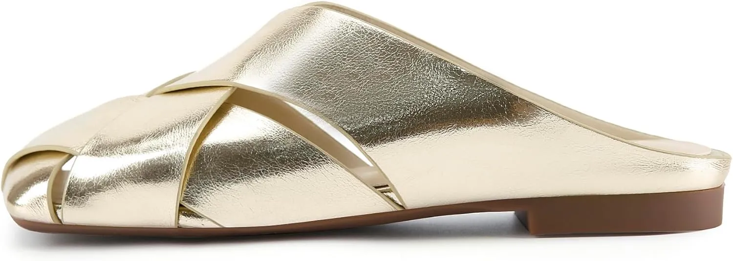 Toe Sandals Open Back Braided Slip-On Flats habitat Comfortable Lightweight Casual Slippers Women's Mules Square Toe Closed 