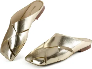 Toe Sandals Open Back Braided Slip-On Flats habitat Comfortable Lightweight Casual Slippers Women's Mules Square Toe Closed 