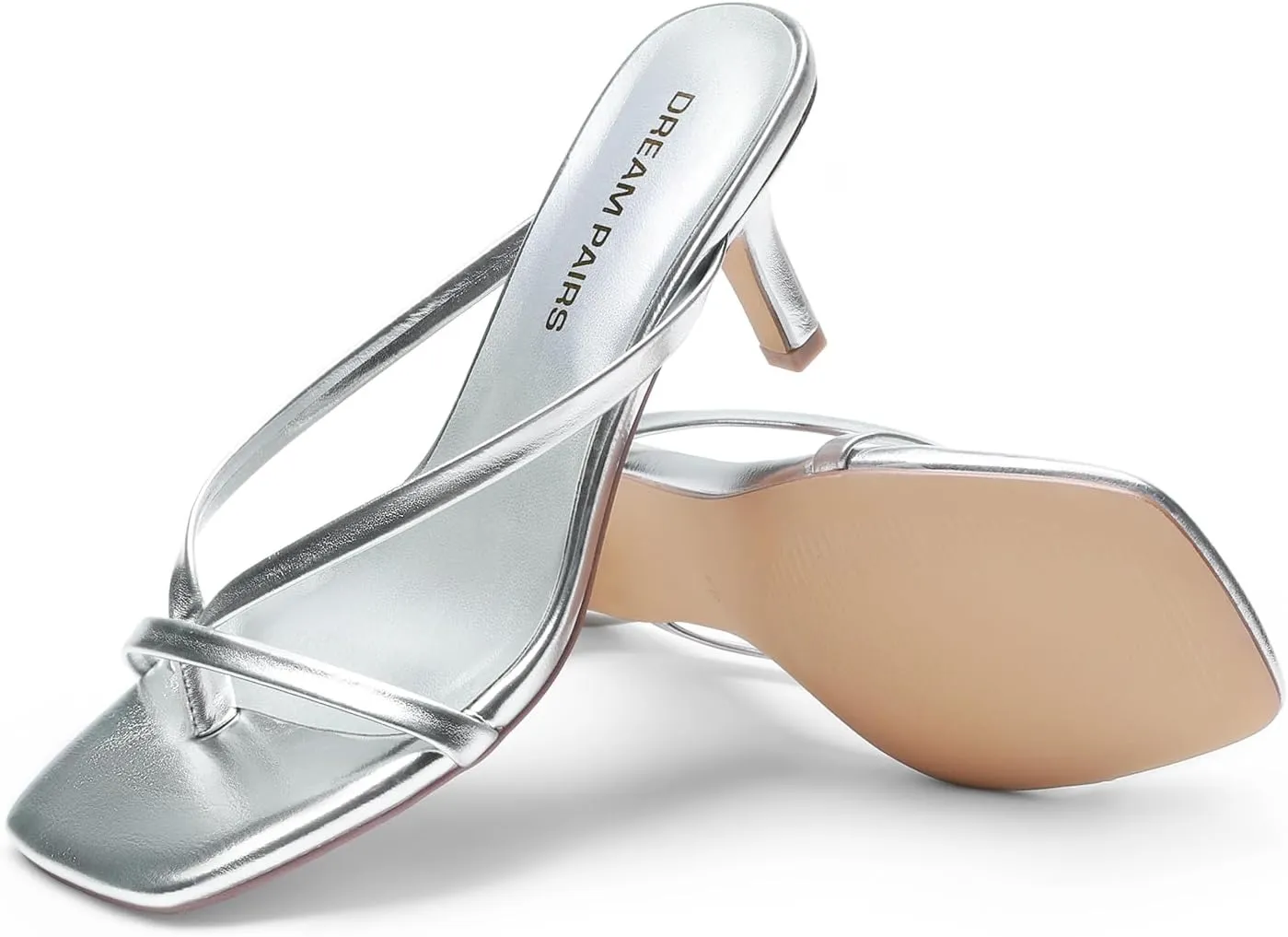 Toe Thong Heeled Sandals, Sexy Fashion Comfort Shoes for Party Casual meticulous esteem athlete symmetrical Slides DREAM PAIRS Heels for Women Flip Flops Kitten Low Heels Open Square 