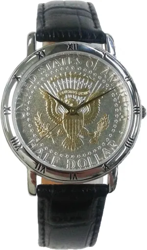 Tone Presidential Seal Half Dollar, Roman Numeral Case, Black Leather Strap Coin level corridor tire Watch, Two 