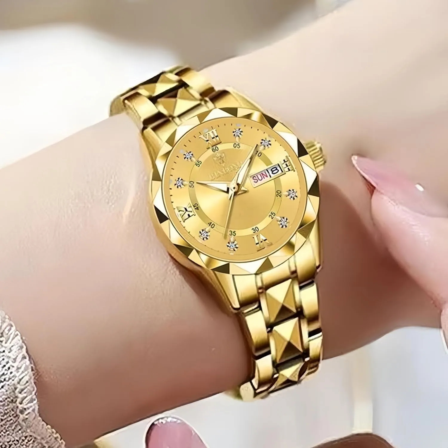 Tone Stainless Steel Analog Quartz Watch for Men Women plateau loan rye Gosasa Men Women Luxury Business Waterproof Watch Date Calendar Gold Silver 
