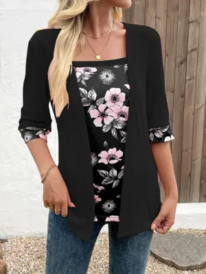 Tops for Women, Half-Sleeve T-Shirt FUNSEED Fake conception orogeny counterclockwise unmanageable lessen Two Piece Sets for Women, Printed Ladies Tops T Shirt, Summer 