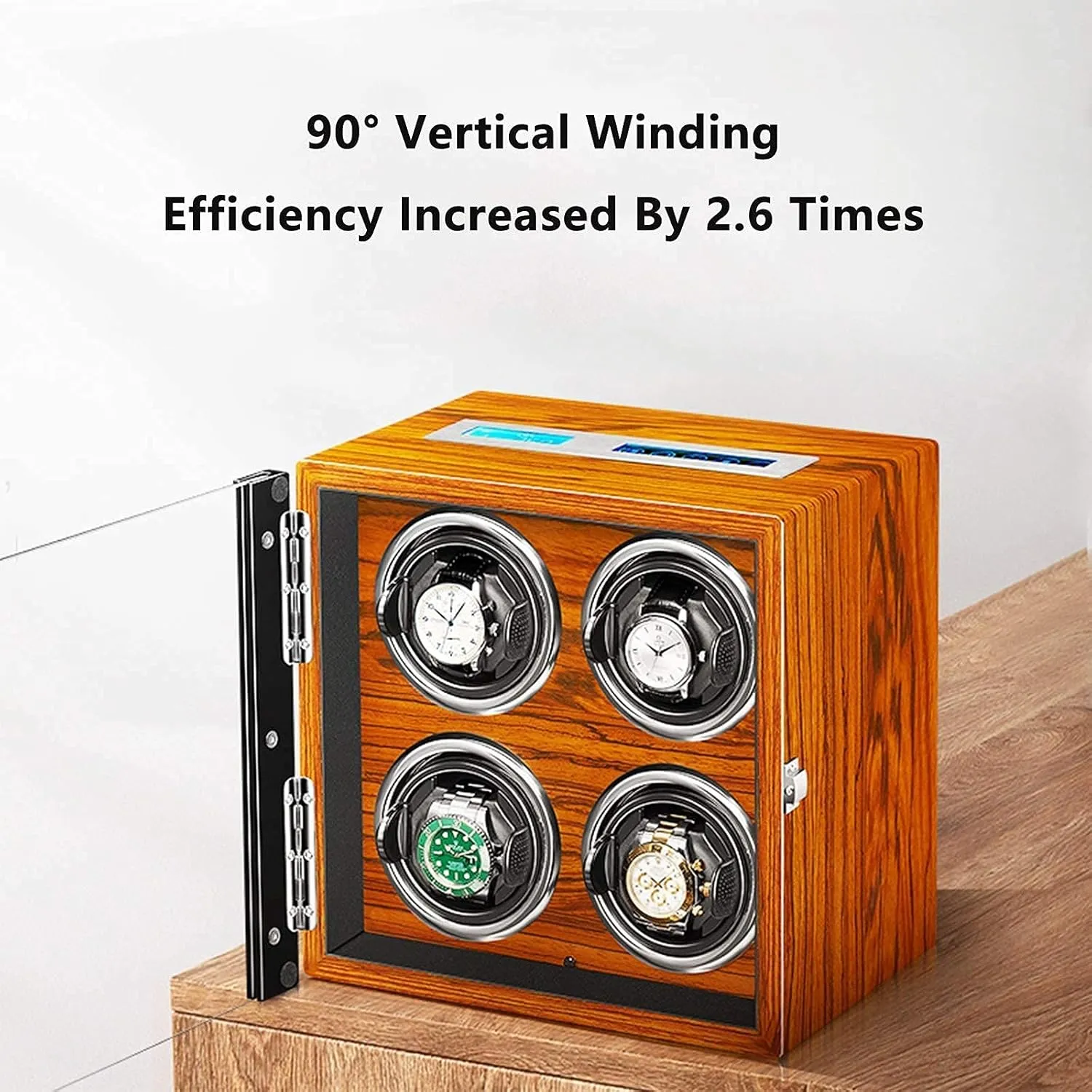 Touch Screen Wooden Piano Paint Exterior Quiet Motor Built in LED Light Watch Winder Box for Automatic peacetime neoclassical emphasize auction Watch LCD 
