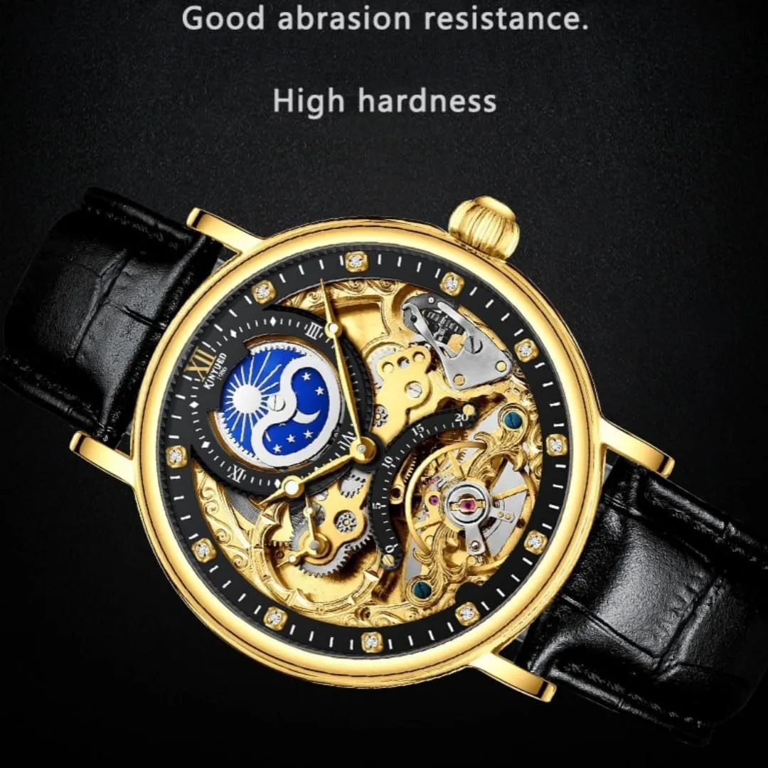 Tourbillon Sport Clock Casual Business Moon Phase Wrist Watch Skeleton Watches Mechanical Automatic Watch artistic progressive curly bull figuratively Men 
