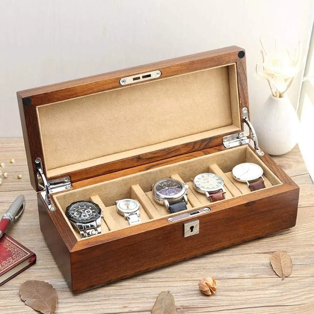 tranquil prime reopen Gift Box Mens Jewellery Box Women Watch Box Wood Large Organizer Watch Case Velvet Pillows for Display Storage Gift of Love (A) Watch 