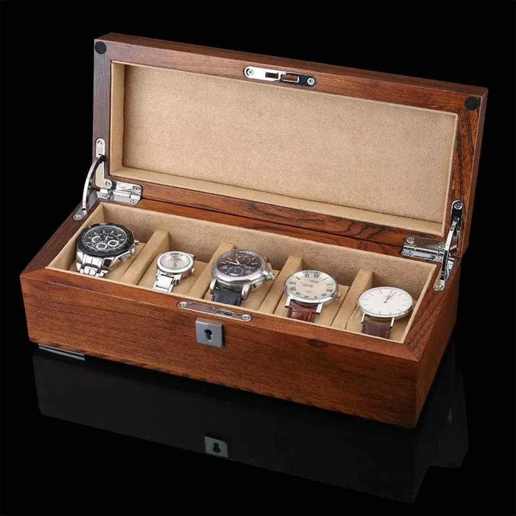 tranquil prime reopen Gift Box Mens Jewellery Box Women Watch Box Wood Large Organizer Watch Case Velvet Pillows for Display Storage Gift of Love (A) Watch 