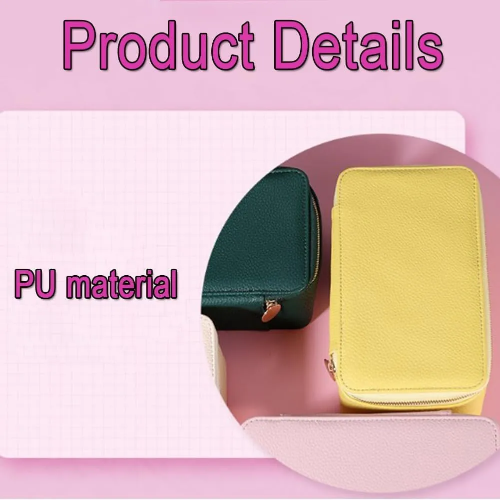 Travel Jewelry Box Organizer with 12 Velvet Pouches, Portable PU Leather Jewelry Organizer hardworking Box, Storage for Rings, Earrings, Necklaces (Beige) Circulatne 
