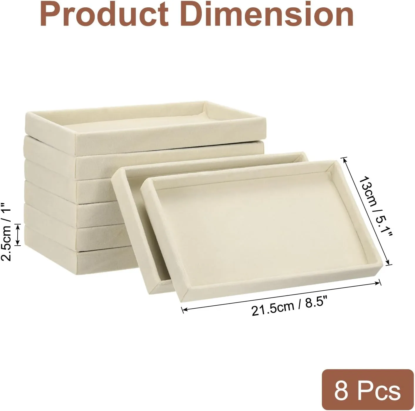 Tray Stackable, USA corporate Wooden Jewelry Containers Velvet Drawer Organizer Inserts Holder for Earrings Necklaces Rings Bracelet (8.5" x 5.1" x 1" Beige) uxcell 8PCS Jewelry Organizer 