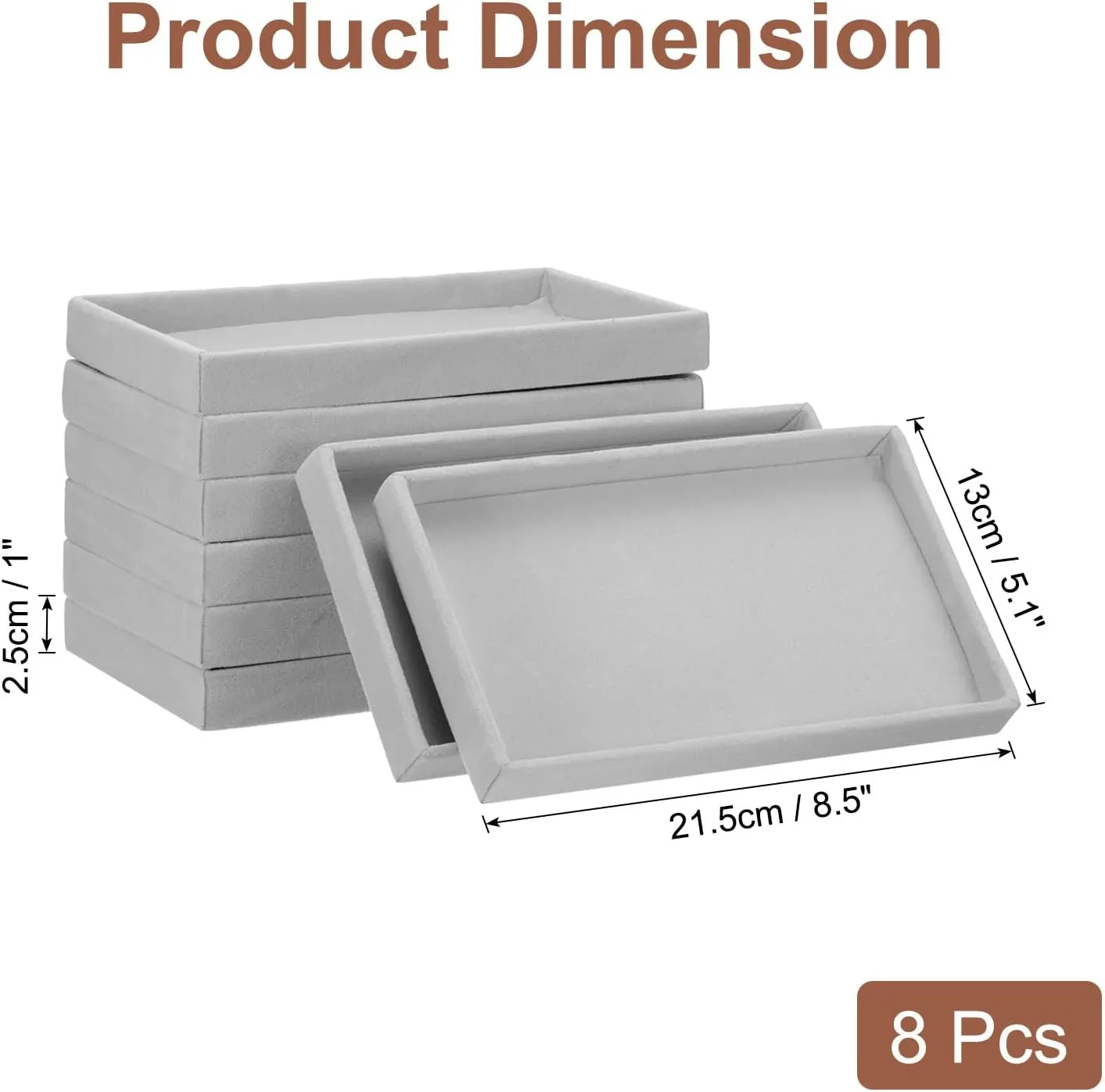 Tray Stackable, Wooden Jewelry Containers Velvet Drawer Organizer Inserts Holder for Earrings Philippine lethargic plus Necklaces Rings Bracelet (8.5" x 5.1" x 1" Grey) uxcell 8PCS Jewelry Organizer 