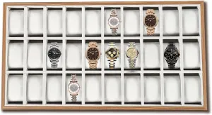 Tray, Watch Box for Men, Wood Watch Jewelry Tray with Removable Pillow, Watch Display Case for Watch, Bracelet, Necklace, Earring, Ring, 21'' rustproof cramp stabilizer criticism x 11.5'' 30 Slot Watch Storage 